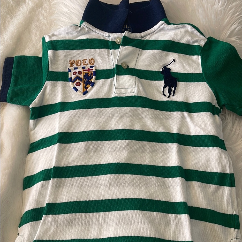 Polo by Ralph Lauren Green and White Short Sleeve Tee